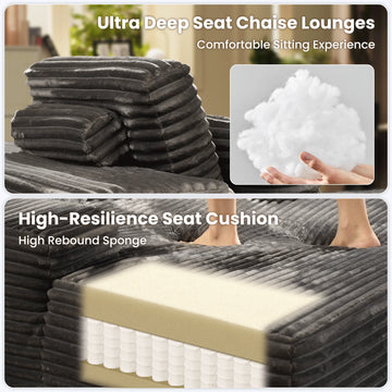 Transform Your Space with the 67'' Oversized Comfy Chaise Lounge - Plush Corduroy Indoor Sofa Bed in Gray