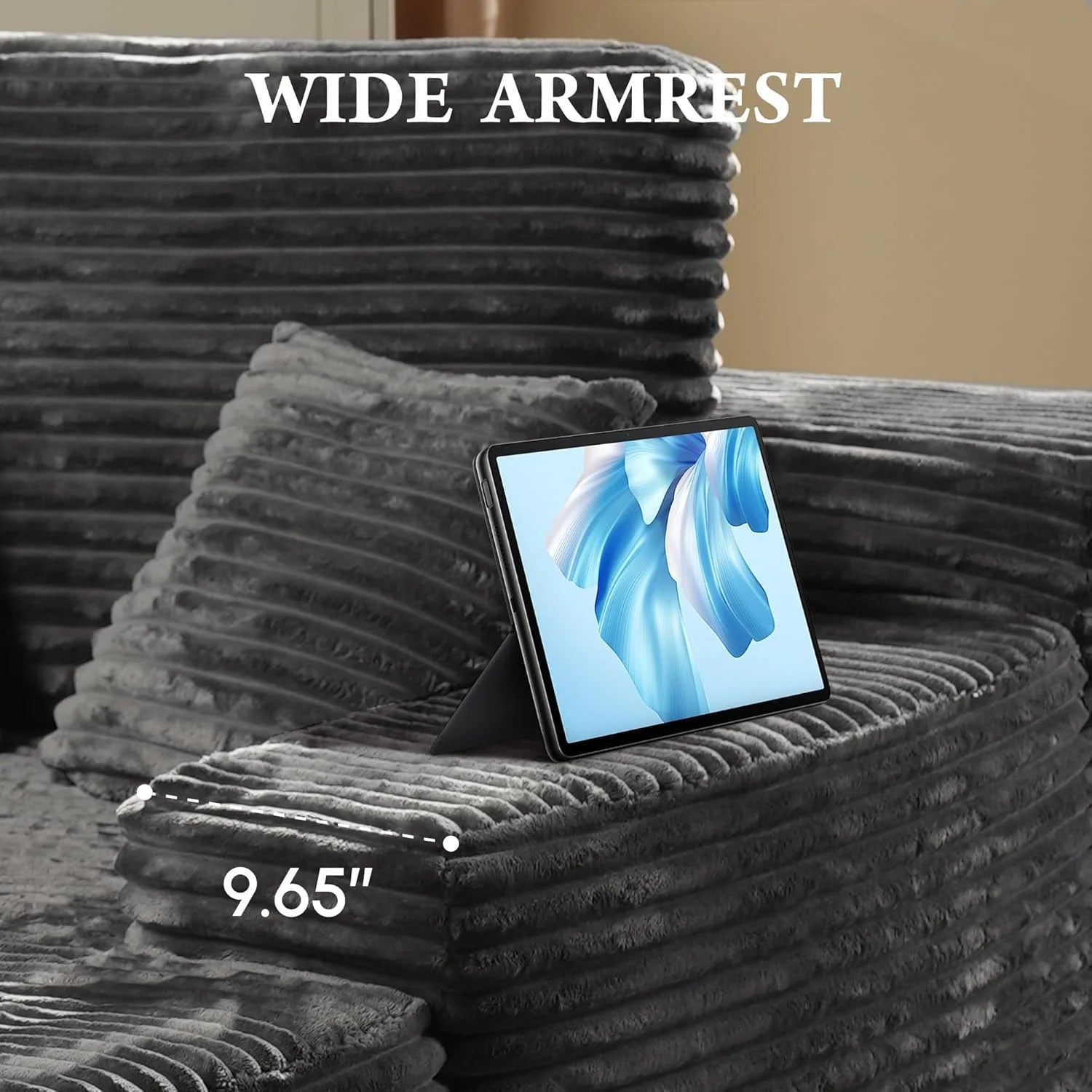 Transform Your Space with the 67'' Oversized Comfy Chaise Lounge - Plush Corduroy Indoor Sofa Bed in Gray